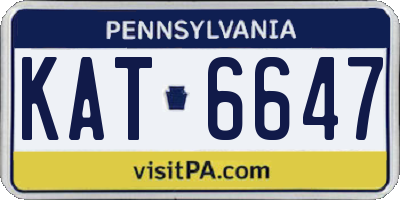 PA license plate KAT6647