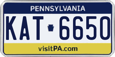 PA license plate KAT6650