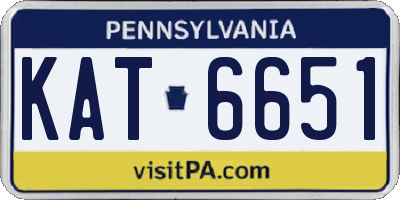 PA license plate KAT6651