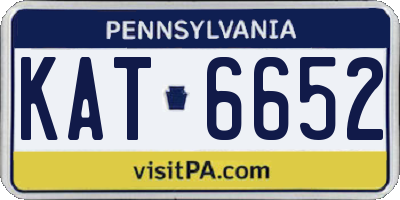 PA license plate KAT6652