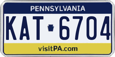 PA license plate KAT6704