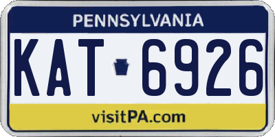 PA license plate KAT6926
