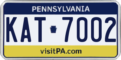 PA license plate KAT7002