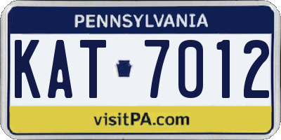 PA license plate KAT7012