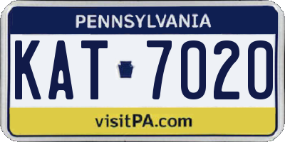 PA license plate KAT7020