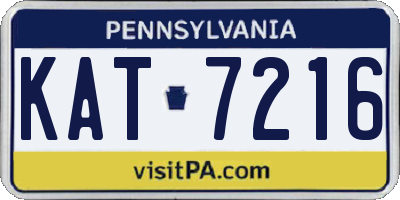 PA license plate KAT7216