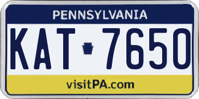 PA license plate KAT7650