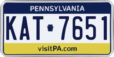 PA license plate KAT7651