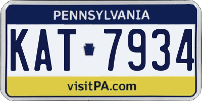 PA license plate KAT7934