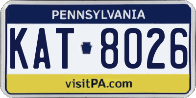 PA license plate KAT8026