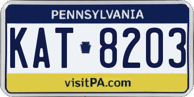 PA license plate KAT8203