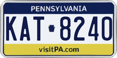 PA license plate KAT8240