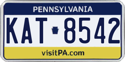 PA license plate KAT8542