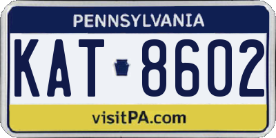 PA license plate KAT8602