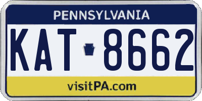 PA license plate KAT8662