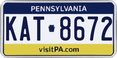 PA license plate KAT8672