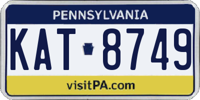 PA license plate KAT8749