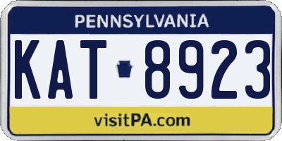 PA license plate KAT8923