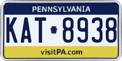 PA license plate KAT8938
