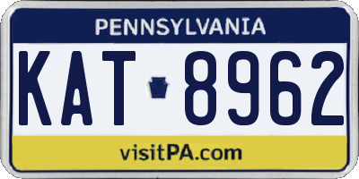 PA license plate KAT8962