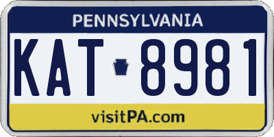 PA license plate KAT8981