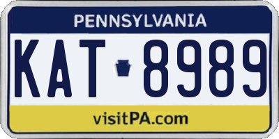 PA license plate KAT8989