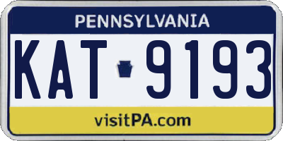 PA license plate KAT9193