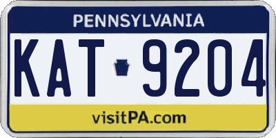 PA license plate KAT9204