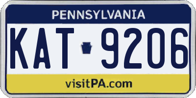 PA license plate KAT9206