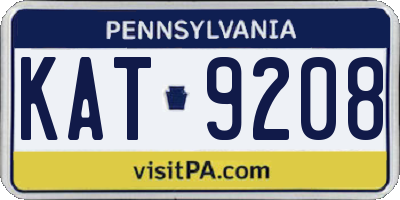 PA license plate KAT9208