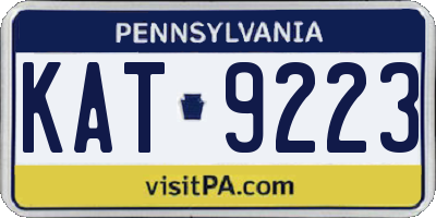 PA license plate KAT9223