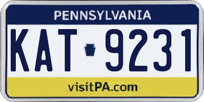 PA license plate KAT9231