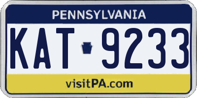 PA license plate KAT9233