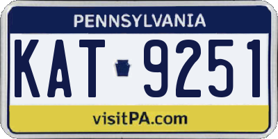 PA license plate KAT9251