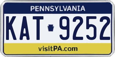 PA license plate KAT9252