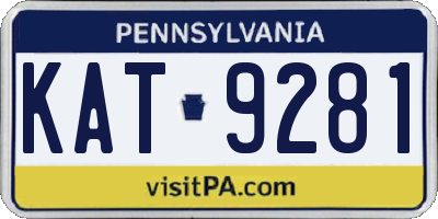 PA license plate KAT9281
