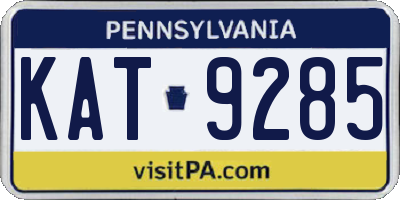 PA license plate KAT9285