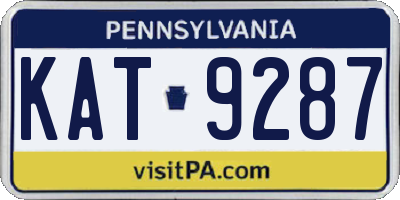PA license plate KAT9287