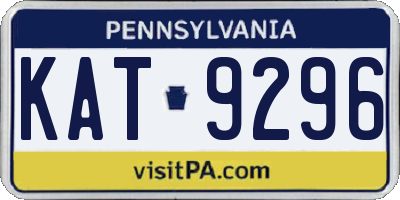 PA license plate KAT9296