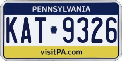 PA license plate KAT9326