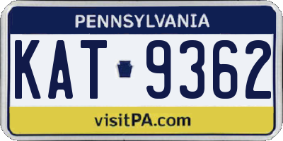 PA license plate KAT9362