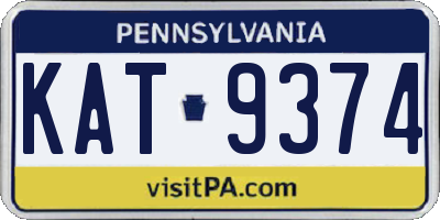PA license plate KAT9374