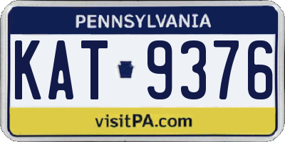 PA license plate KAT9376