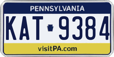 PA license plate KAT9384