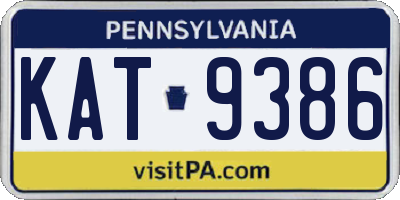 PA license plate KAT9386