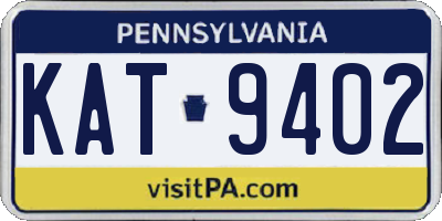 PA license plate KAT9402