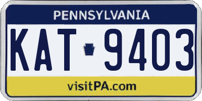 PA license plate KAT9403