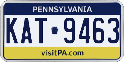 PA license plate KAT9463