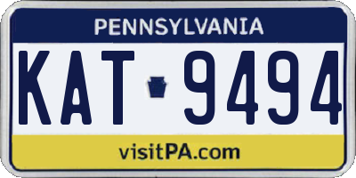 PA license plate KAT9494
