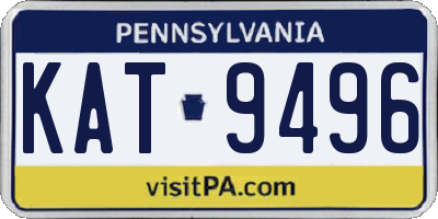 PA license plate KAT9496